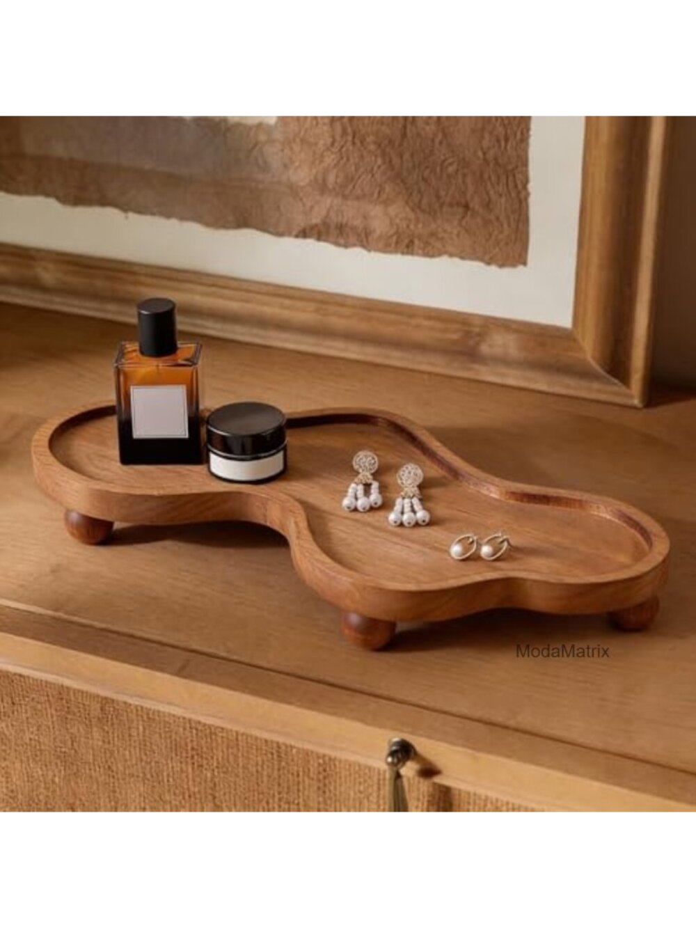 Wood Cloud Shaped Jewelry Tray Decorative Ring Necklace Organizer